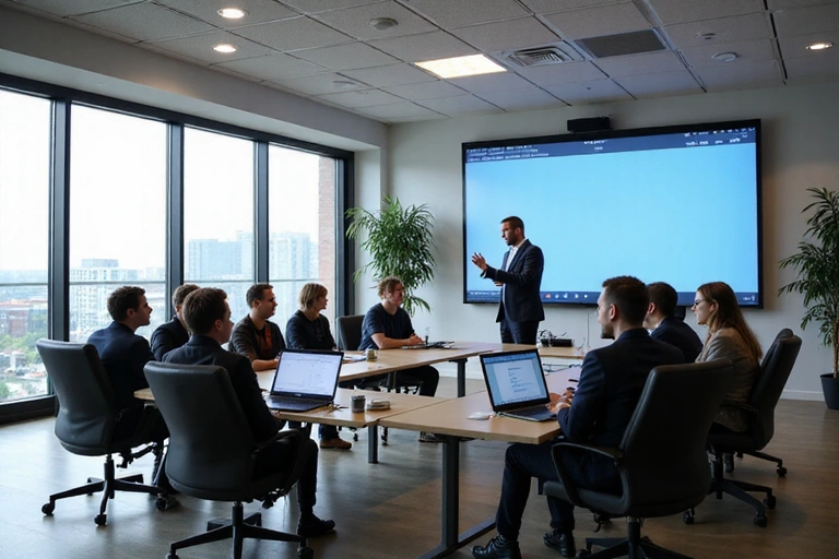 Salle de formation moderne avec participants
