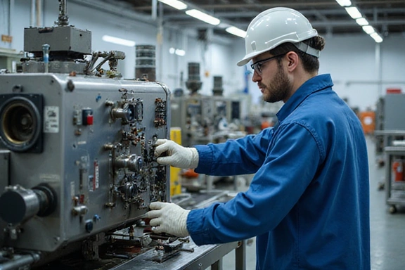 Technicien travaillant sur une machine industrielle